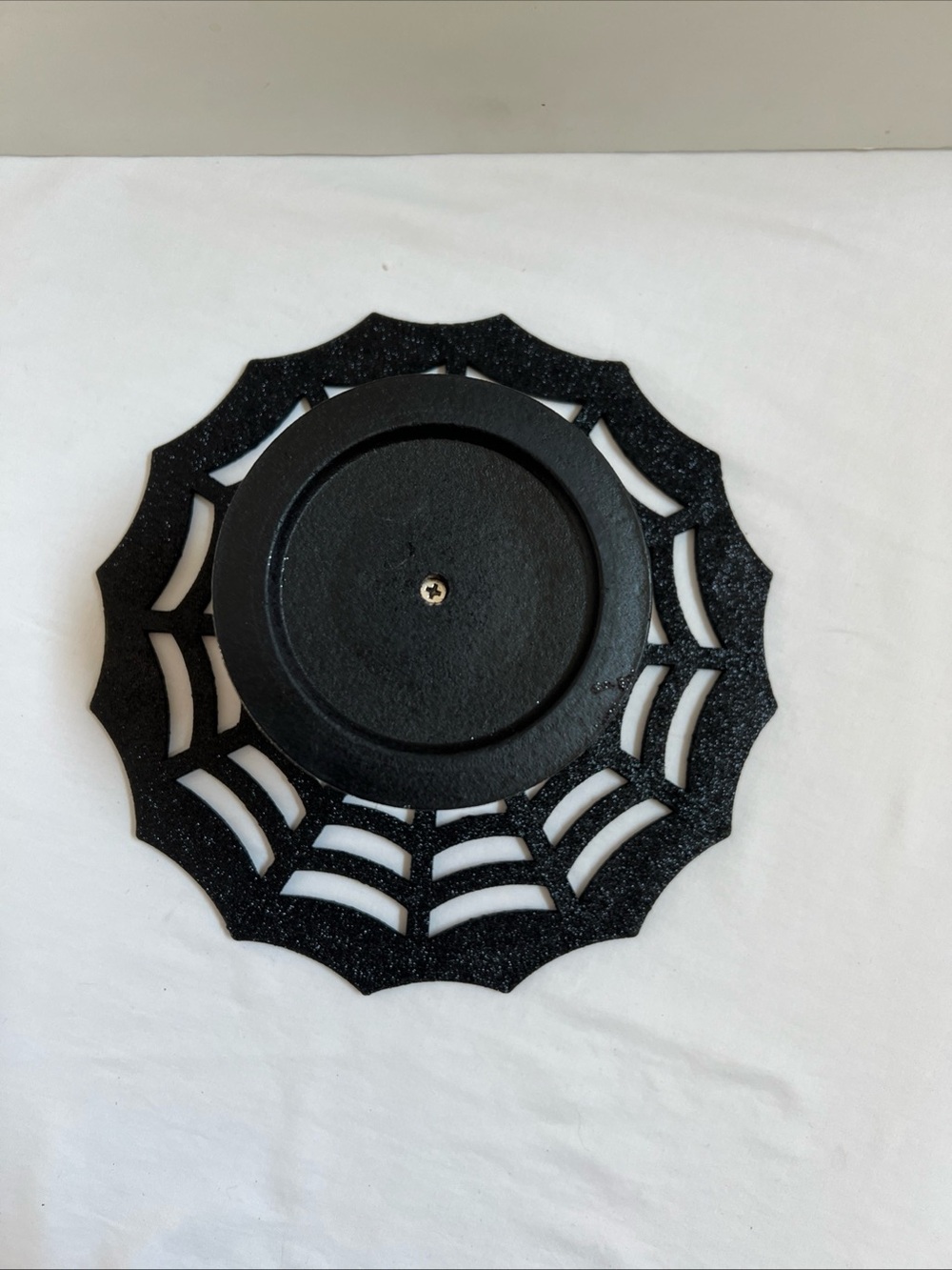 Halloween Spiderweb Cake Stand Cup Cake Pie Food Display Black Bling Glitter - Picture 3 of 6